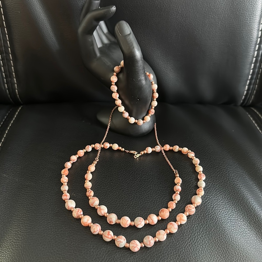 Handmade Beautiful Jasper Necklaces and Elasticized Bracelet Set